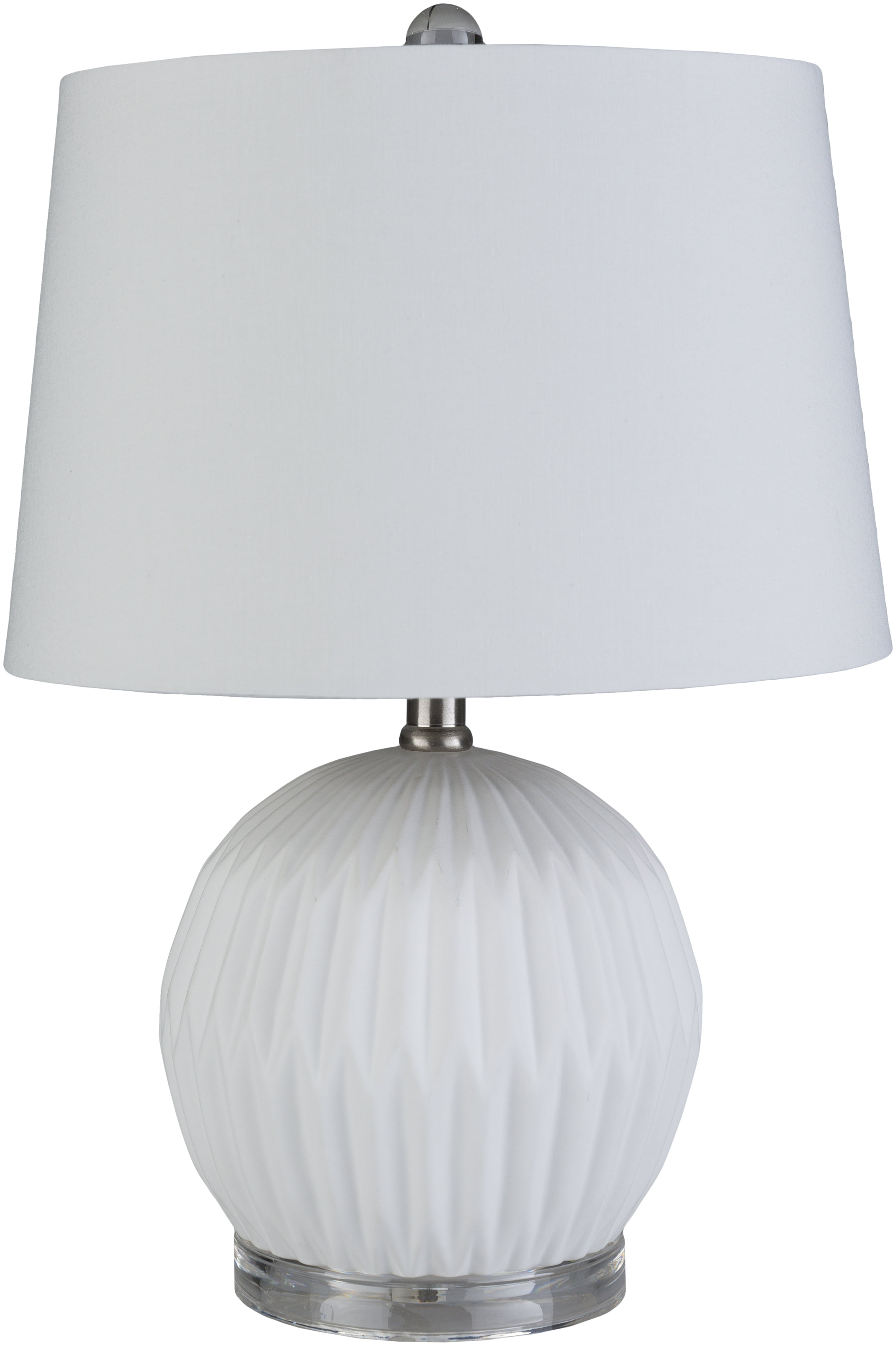 19" Contemporary Crystal Finial Ceramic Table Lamp with White Drum