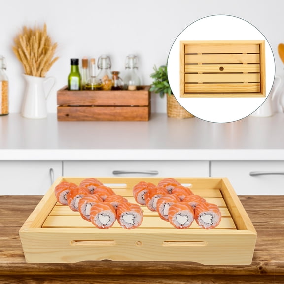 FONWILYO Wooden Sushi Boat Tray Rectangular for Sashimi Serving 1Pcs
