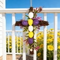 thumbnail image 5 of Rijanmt Cross Shaped Easter Eggs Wreath Eucalyptus Garland,Easter Wreath With Cross,Religious Farmhouse Rustic Floral Leaf Cross,Garland With Flower For Diy Holiday Front Door Wall Home Decoration,C, 5 of 6