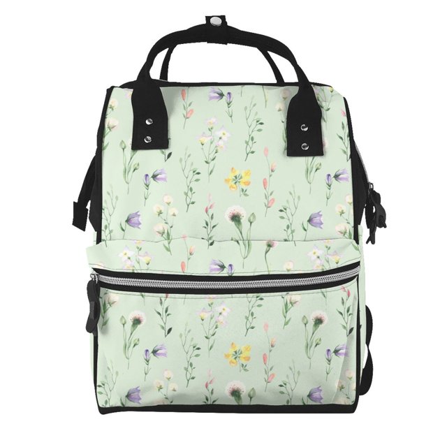 Fotbe Wildflower Watercolor 5 Mochila Maternidad - Lona de Sarga Impermeable, Mochila de Pañales de Gran Capacidad con Múltiples Bolsillos y Correas Ajustables