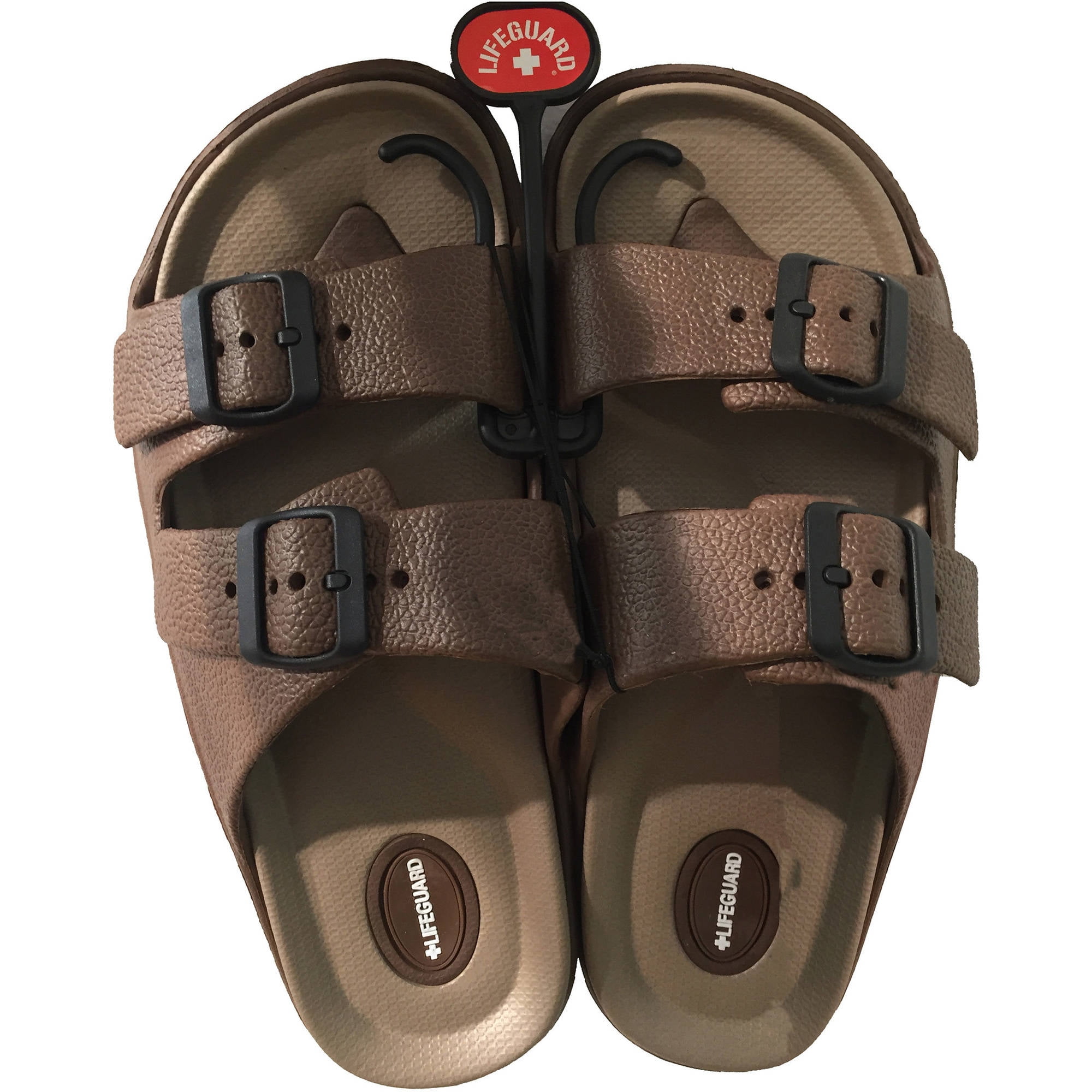 Lifeguard Men's Double Buckle EVA Sandal, Brown/Tan, L - Walmart.com