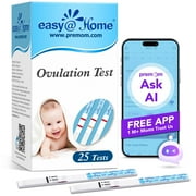 Easy@Home Ovulation Test Strips, 25 Pack Fertility Predictor Kit, Powered by Premom iOS and Android App, 25 LH Strips