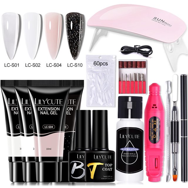 LILYCUTE 10ml Juego De Manicura Acrílica Poly UV gel Extensión Kit De Uñas Completo Para 12 Unids/set Gao Jinjia unisex