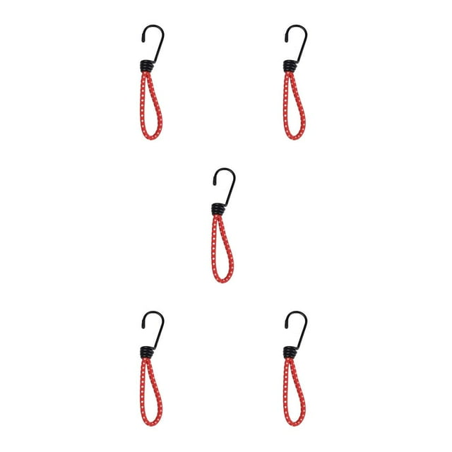 tamizeot 2pcs Tent Elastic Rope Outdoor Bungee Fixing Cord with Hook Wear-resistant Durable Fixation Stretch Ropes Tent Accessories Red 5Set