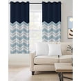 thumbnail image 2 of Blue Chevron Blackout Curtains for Bedroom Living Room Darkening Curtains 90 Inch Geometric Black Print Wavy Striped White Black Out Window Curtain Privacy Window Treatment Grommet Drapes 52"x90"x2, 2 of 9