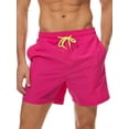 thumbnail image 2 of Fangasis Mens Beach Pants Elastic-Waist Swimsuit Solid Color Boardshorts Men Comfy Swimming Suit Breathable Hot Spring Swimwear Rose Red 3XL, 2 of 4