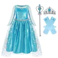 thumbnail image 3 of Vestido de princesa Elsa Anna de Disney para niñas, vestido de fiesta de malla para Halloween, carnaval, cumpleaños, disfraz de Reina de las Nieves de Frozen, 3 of 5