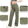 thumbnail image 4 of Women's Cargo Pants Baggy Relaxed Fit Cotton Hiking Work Pants with 6 Pockets Green, 4 of 10