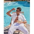 thumbnail image 3 of COOFANDY Mens Linen Short Sleeve Button Down Shirts Cotton Textured Casual Summer Collared Shirts for Men Beach Vacation Clothing, 3 of 6