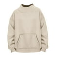 thumbnail image 5 of Womens Sweaters For Women Oversized Turtleneck Pullover Long Sleeve Top Drop Shoulder Solid Color Fleece Lined Relaxed Fit Cotton And Polyester 1Pc S Fall Sweaters For Women, 5 of 7