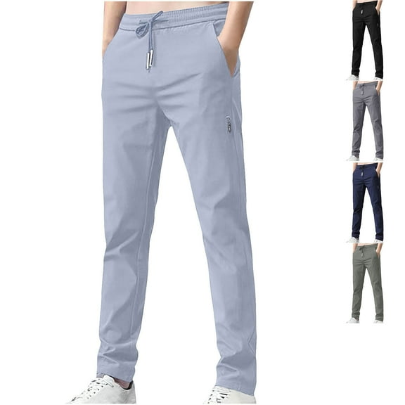 Admvng Mens Casual Pants Elastic Waist Pants for Seniors High Stretch Expandable with Pockets M-5XL