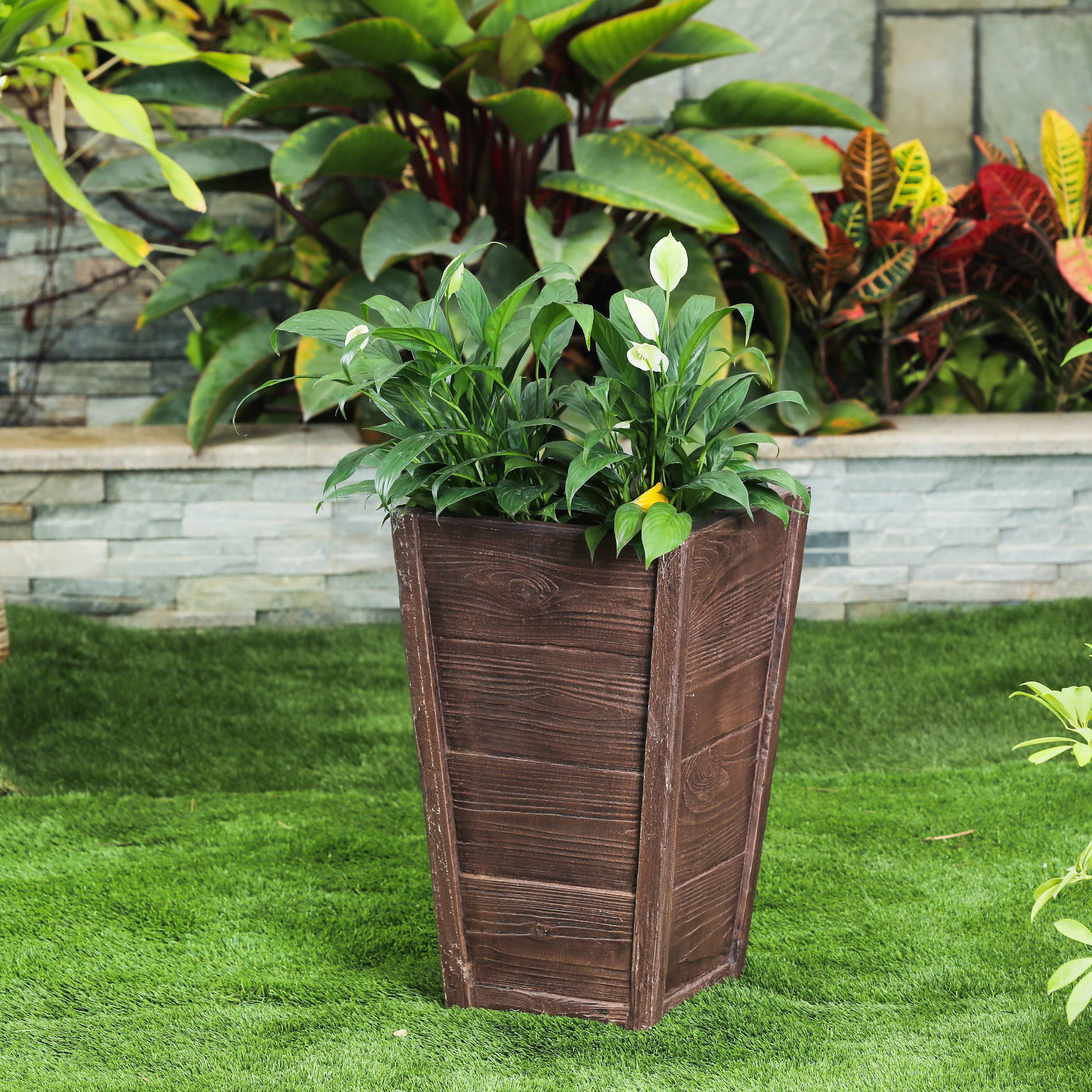 MultiBrown Tall Tapered Square MgO Planter