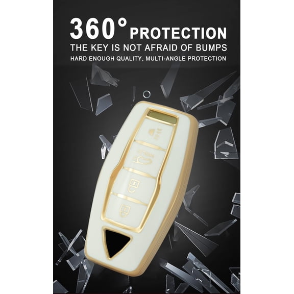 Golden-Edge 4 Button 2023 Key Fob Cover Fit for Mitsubishi Outlander 2022 2021 New Key Keyless with Leather Keychain