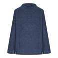 thumbnail image 6 of Women's Denim Button Down Collar Shirt Tops Blouses Tunics Casual Loose Fit Long Sleeve Solid Color Relaxed Comfortable Work Office Vacation Outfits Fashion Essential Gift for Women, 6 of 9