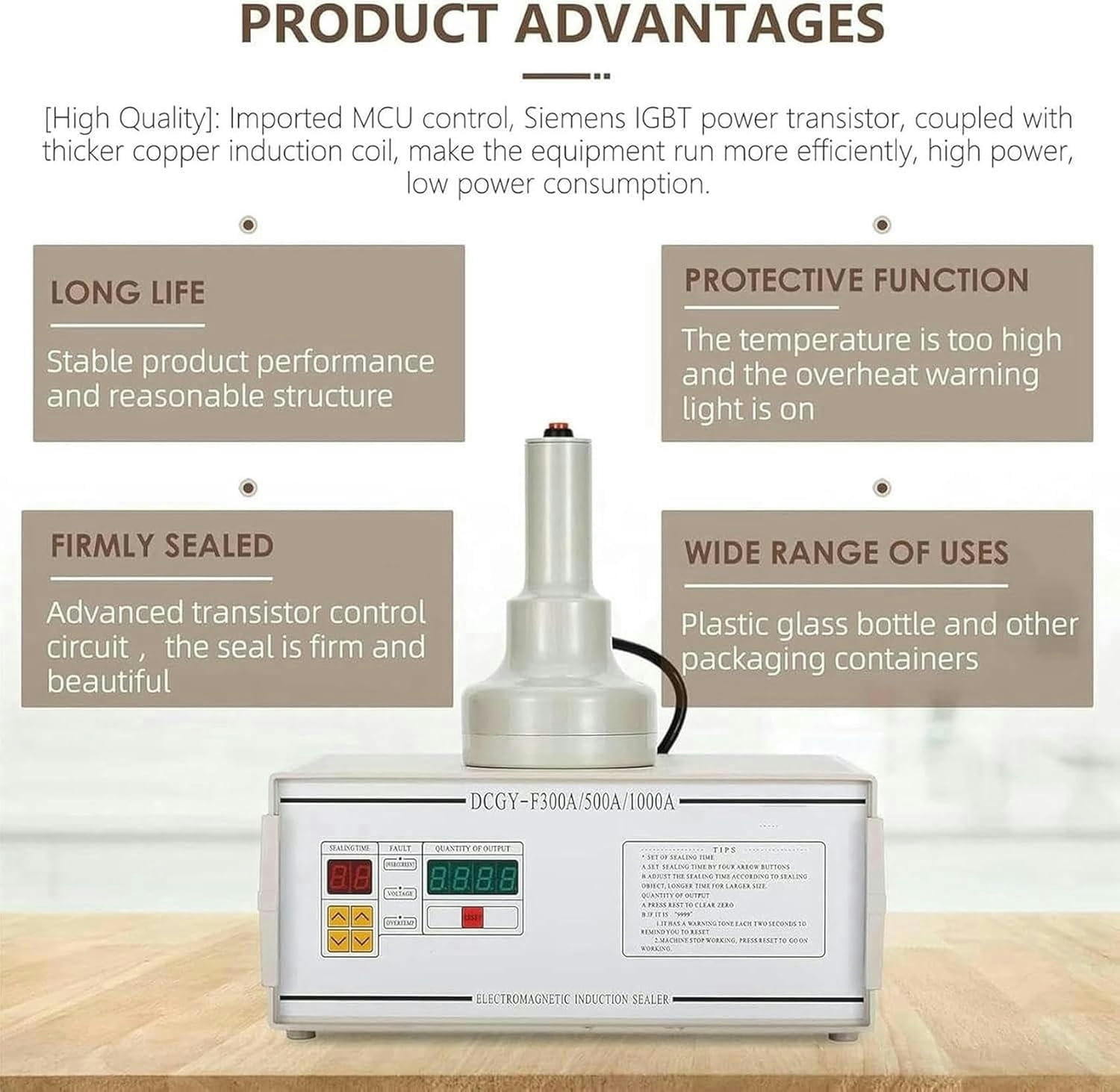 GXCZ Vacuum SealerHandheld electromagnetic Induction Sealer, Manual electromagnetic Induction Bottle Cap Sealer, Portable can Heat Sealer, 20-100mm for Plastic Bottles, Glass Bottles