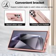 thumbnail image 3 of Tianyeda Crossbody Wallet Phone Case for Samsung Galaxy S25 Ultra， PU Leather Case Back with Card Slot Magnetic Clasp Kickstand wrist holder RosePink, 3 of 5