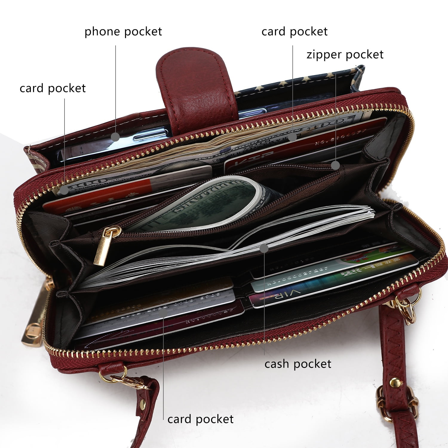 MKF Collection Kyra Vegan Leather Convertible Smartphone Wallet for Women, Crossbody Purse Handbag by Mia K - Chocolate