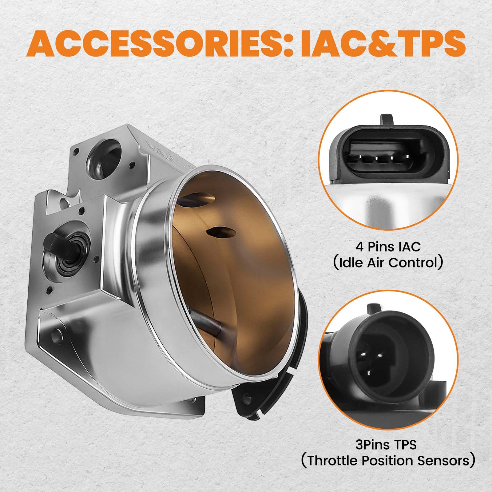 maXpeedingrods 102mm Throttle Body Assembly with TPS IAC Throttle Position Sensor for Chevy LSX LS LS1 LS2 LS7 Silver