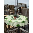 thumbnail image 3 of Round Outdoor Tablecloth With Umbrella Hole And Zipper– St. Patrick's Day Waterproof Patio Table Cover for Party, Picnic, Backyard, 60" Dia. , Good Luck Rainbow Shamrocks Light Green, 3 of 8