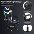 thumbnail image 5 of Xinwanna Gaming Chair with Bluetooth Speakers and LED Lights, High Back Video Game Massage Chair 360° Swivel Height Adjustable Recliner with Footrest & Headrest Lumbar Support Pillows (Black & White), 5 of 7