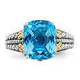thumbnail image 5 of Solid 925 Sterling Silver 14k Yellow Gold Swiss Blue Topaz Engagement Ring Size 6, 5 of 7