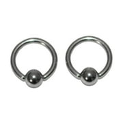 Lex & Lu Pair of Steel Captive Bead Ring CBR Earrings 20,18,16,14 Gauge