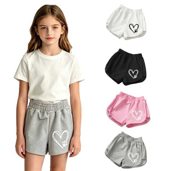 Shadoumai Girls Athletic Shorts 5-16Y Soccer Running Workout Dolphin Active Shorts with White Border for Kids Summer