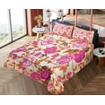 thumbnail image 4 of Rose Sheet Set, Vintage Warm Color Roses on Wood Background Well-Being and Love Theme Modern Print, Fitted and Flat Sheet with Pillowcases Bedding Accent 4 Piece Set, King, Pink Orange, by Ambesonne, 4 of 5