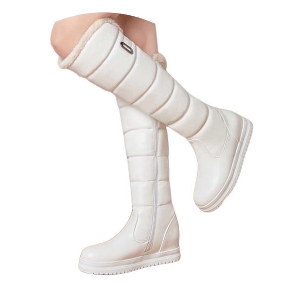 YLYL Women's Knee High Boots Waterproof No Slip Warm Fur Lined Platform Wedge Hidden Heel Winter Snow Boots