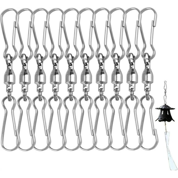 Swivel Clip Hanging Hooks,Tutuviw 10 Pcs 360 Degree Rotatable Wind Spinner Hooks, Accessories for Wind Spinner,Large Smooth Spinning Dual Clip for Spinning Windsocks/Kites/Flower Pots/Bird Feeders