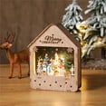 thumbnail image 2 of Adornos Navideños De Madera Con Ciervos, Ciervos Macho Y Hembra Con Pelo Blanco, Adornos Luminosos, Luces Navideñas, Chalet Pintado En Madera, 2 of 7