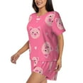 thumbnail image 2 of Daiia Cartoon Pigs and Hearts Pattern Womens Pajama Sets Short Sleeve Pajamas for Women Sets Soft Lounge Sets Casual Round Neck Sleepwear PJS-Large, 2 of 7