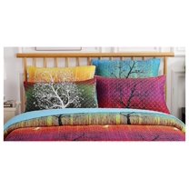 Bilot A Pair of Rainbow Tree Pillow Quilted Shams (King, Yellow)