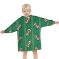 thumbnail image 3 of Green Striped Footballs Pattern Blanket Hoodies for Kids 6-13YR Oversize Wearable Blanket Hoodies for Boys Girls Teens, 3 of 7