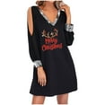 thumbnail image 2 of FcBaudy Robe à Manches Longues Col en V, Robes d'Été pour Femmes, Robes de Femmes Joyeux Noël Robe Décontractée Imprimée Col en V Manches Longues Mini Robe Robe Femme, 2 of 8