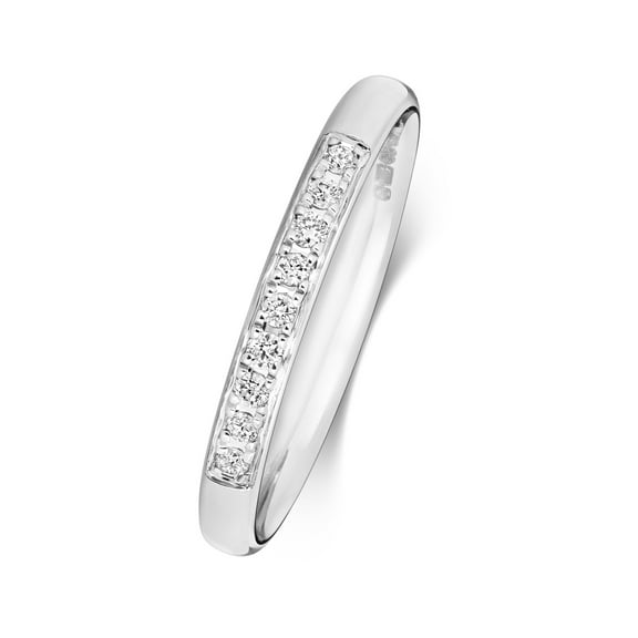 Platinum 950 2.2mm Slight Court Comfort Women Half Eternity Diamond Wedding Band/Ring Brilliant Cut 0.09 Carat G - SI1