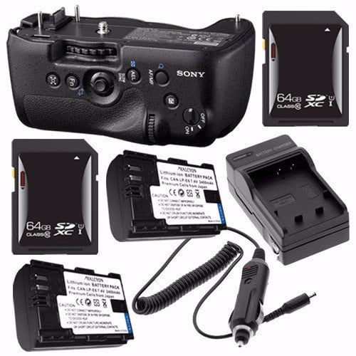 Sony Vertical Battery Grip for Alpha A99 DSLR Camera NP-FM500H Battery External Charger 64GB SDXC Card Saver Bundl(International Model)