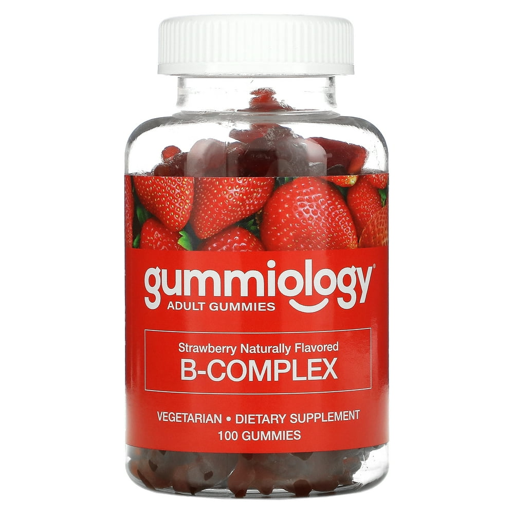 Gummiology B Complex Gummies, No Gelatin, Natural Strawberry Flavor