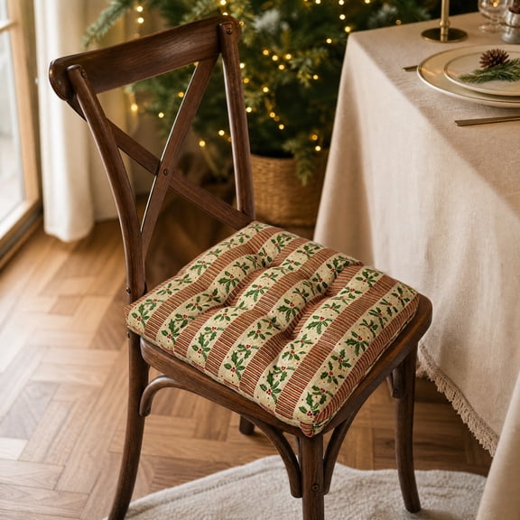 Christmas U-Shaped Chair Cushions,16"x16"Soft Comfortable Linen Textured Chair Pads Non Slip Seat Cushions for Indoor Dining Room and Kitchen Chairs