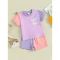 thumbnail image 3 of Qtinghua 2Pcs Infant Toddler Baby Boy Girl Summer Outfits Short Sleeve Contrast Color Tops and Shorts Clothes, 3 of 9