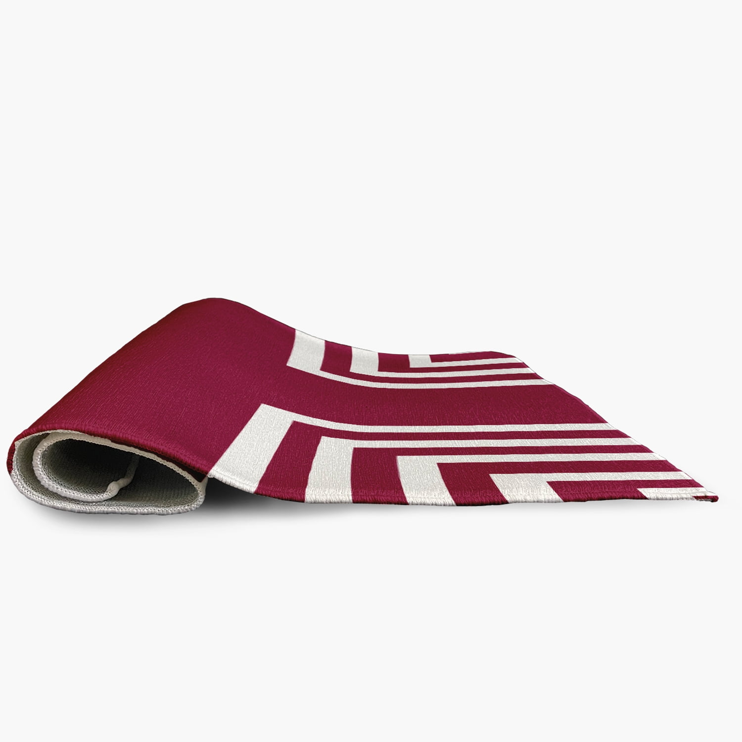 18" x 30" Simply Daisy Corner Stripes Modern & Contemporary Chenille Area Rug, Maroon Red
