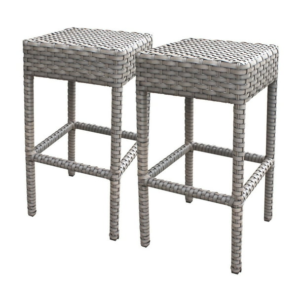 TK Classics Monterey Wicker Backless Patio Bar Stools