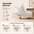 thumbnail image 3 of CHITOOMA 66" Futon Sofa Bed with Adjustable Backrest, Corduroy Convertible Futon Couch, Extra-Thick Cushion, Comfy Loveseat for Small Spaces, Apartment or Office, White, 3 of 8