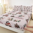 thumbnail image 4 of Homewish Magic Reindeer Moose Twin Sheet Sets, Christmas Tree Flower Twin Fitted Sheet, Farmhouse Lake House Flat Sheet, Lightweight Room Decor, 3pcs, 4 of 8