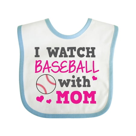 

Inktastic I Watch Baseball with My Mom Gift Baby Boy or Baby Girl Bib