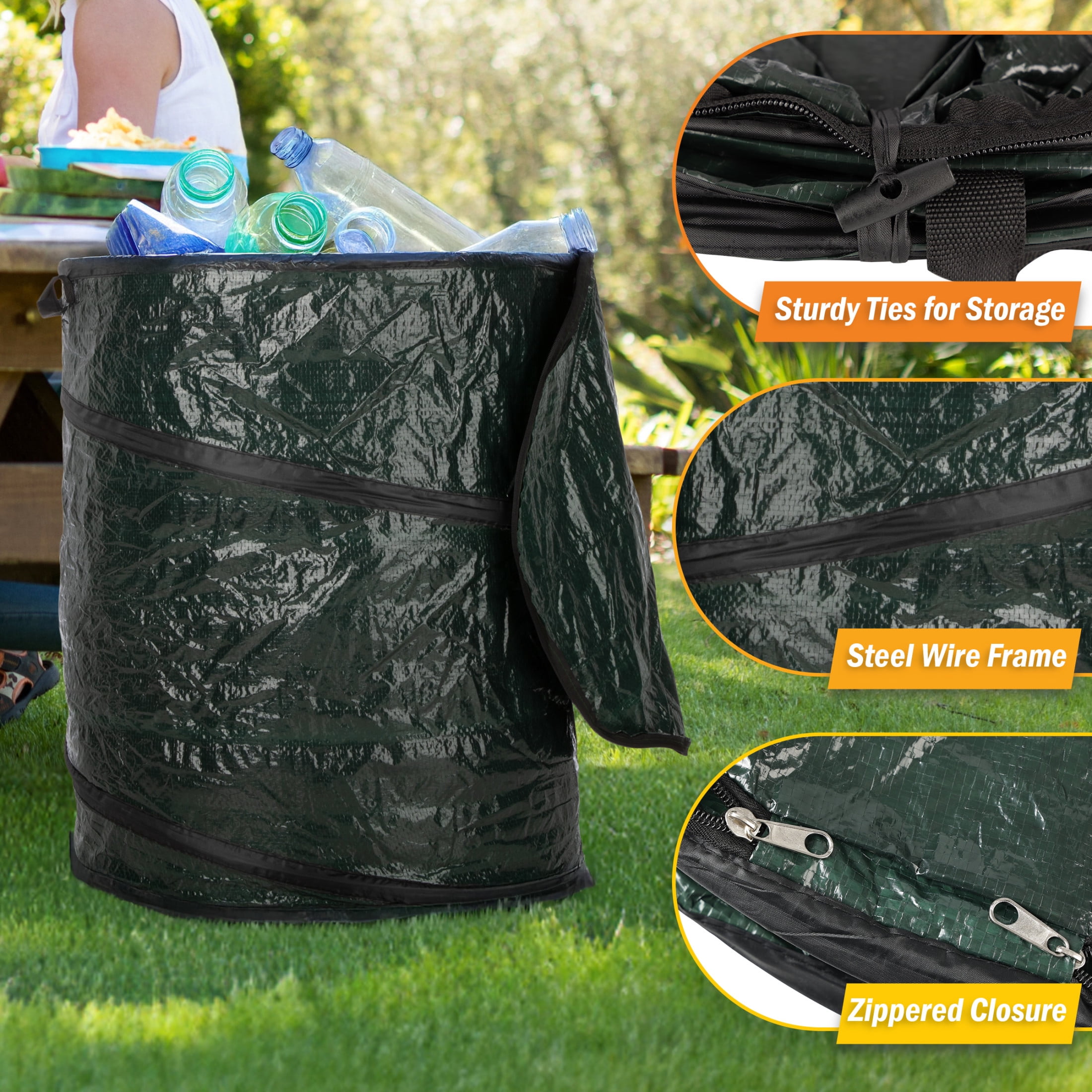 Wakeman Outdoors 44-Gal, 29.5-Gal and 23.1-Gal Camping Pop Up Trash Cans