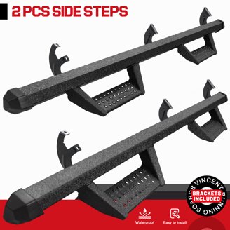Matte Black Aluminum Side Steps For 2005-2022 Toyota Tacoma Double Cab - Hoop Drop Style Nerf Bars