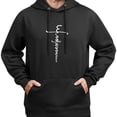 thumbnail image 3 of Sudadera con capucha minimalista de estilo manuscrito Dark Cross, algodón agradable para la piel, unisex, informal, 3 of 5