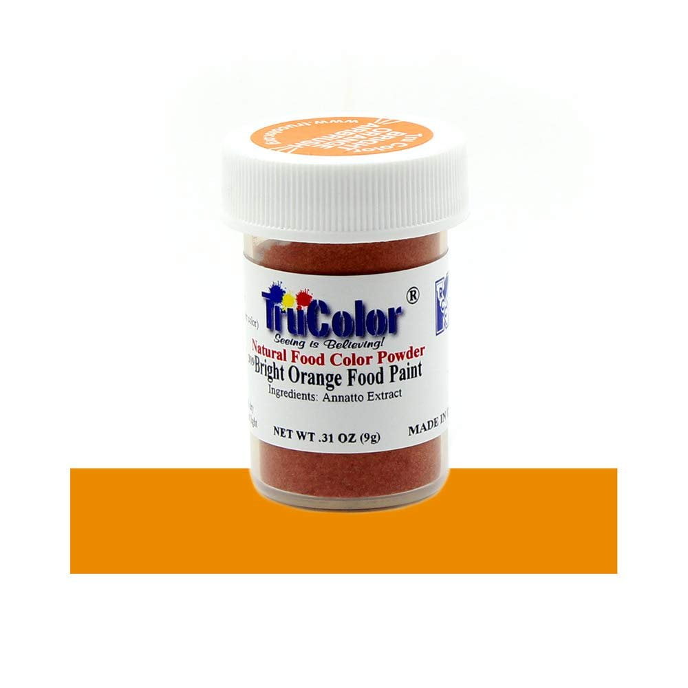 TruColor Bright Orange Airbrush Natural FoodColoring Powder Paint, 9 Grams