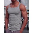 thumbnail image 5 of Men's Square Neck Ribbed Slim Fit Sports Tank Top Light Gray XL, 5 of 10